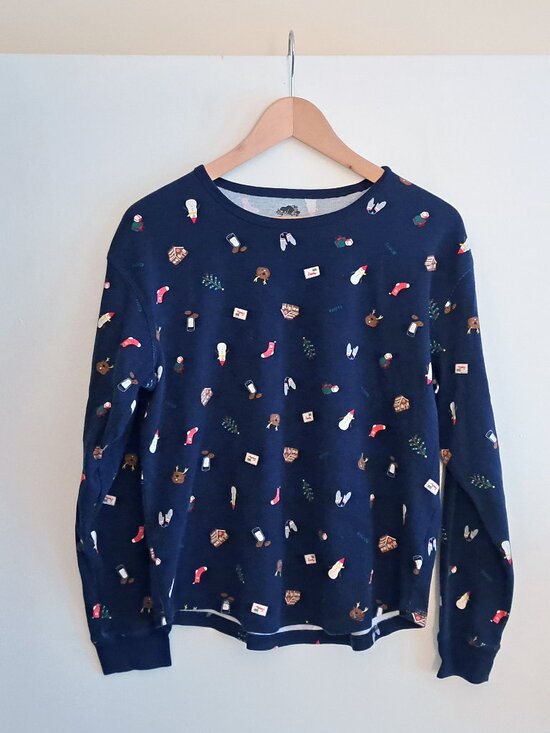 ROOTS Holiday Pajama Top, navy, sz L - Picture 3 of 7